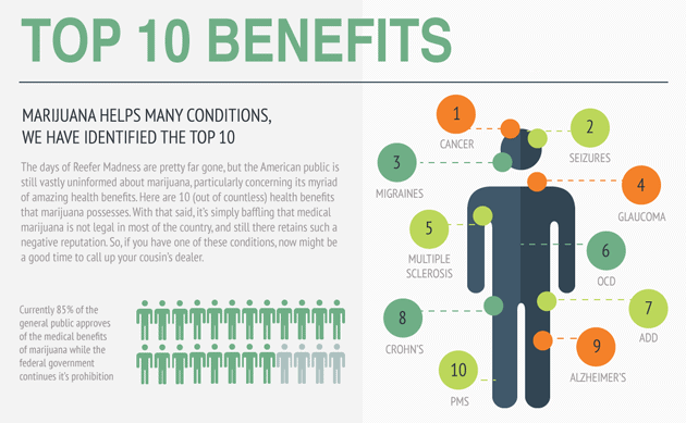 Marijuana\u2019s Top 10 Health Benefits Infographic